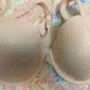 Jessica Simpson Lace Padded Bras Tan and Pink 42D